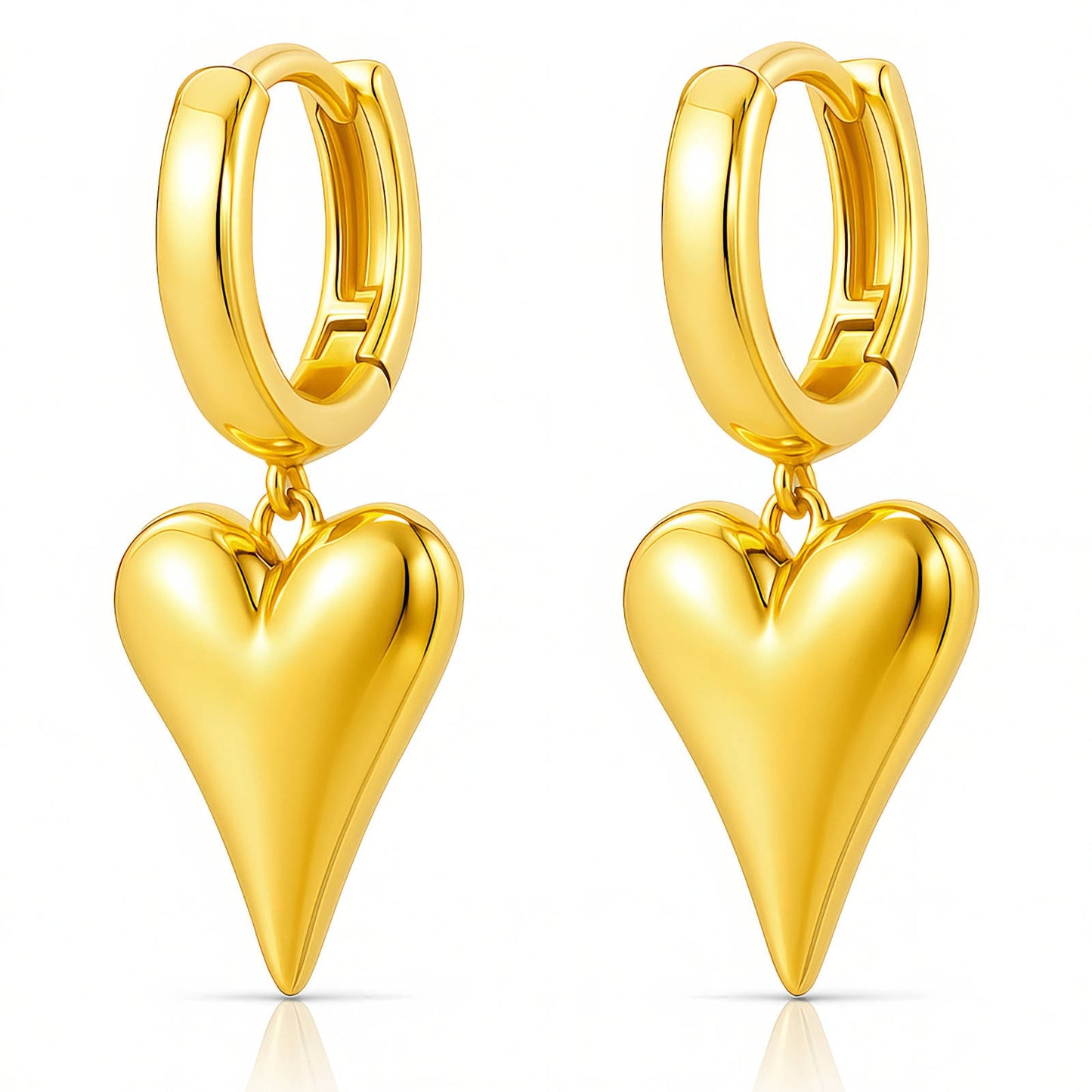 18K Gold Plated Heart Drop Earrings