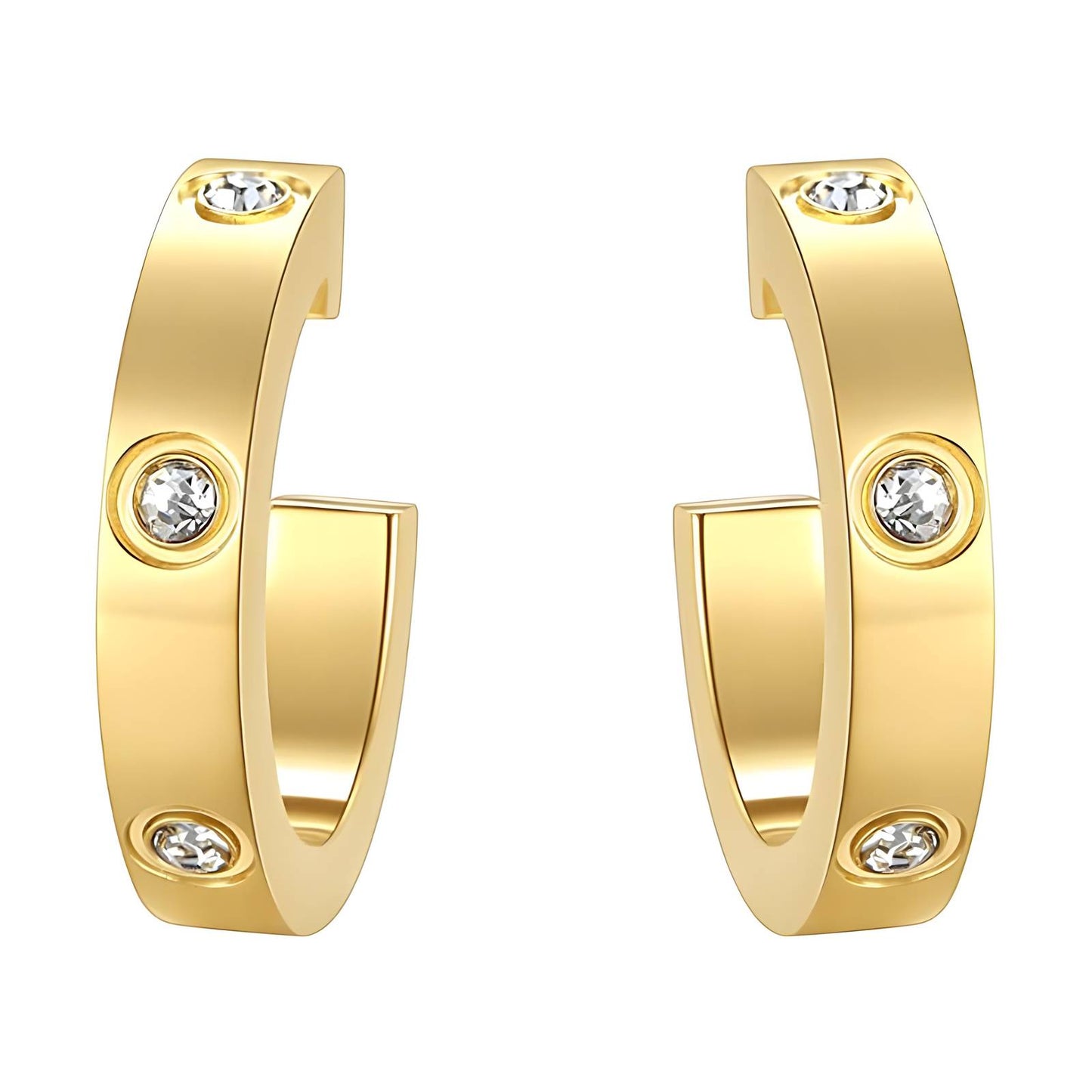 18K Gold plated CZ hooped studs