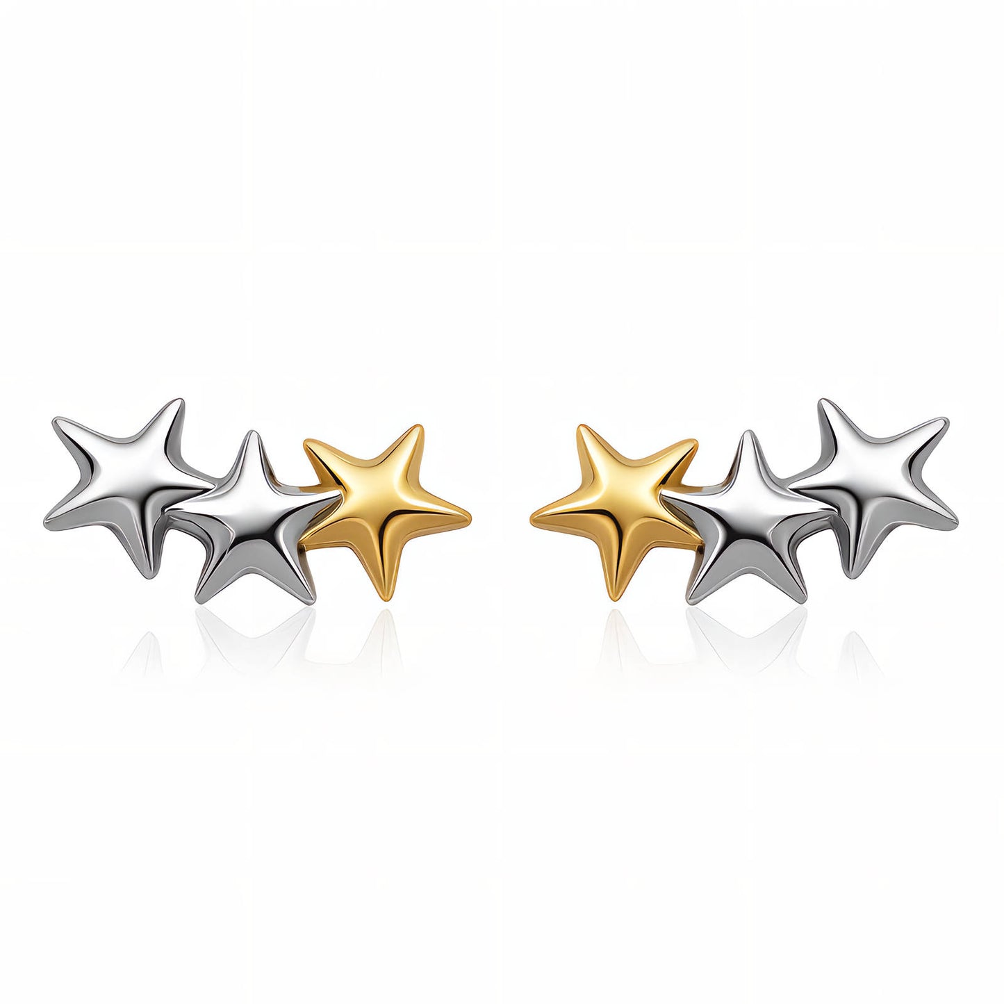 "Stars" Earrings, 18K Gold Plated Steel