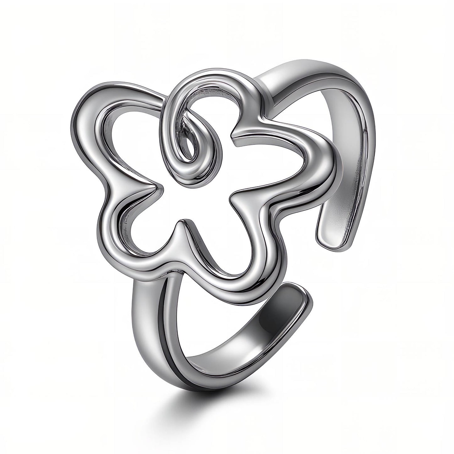 "Flower" Ring, Adjustable, Stainless Steel
