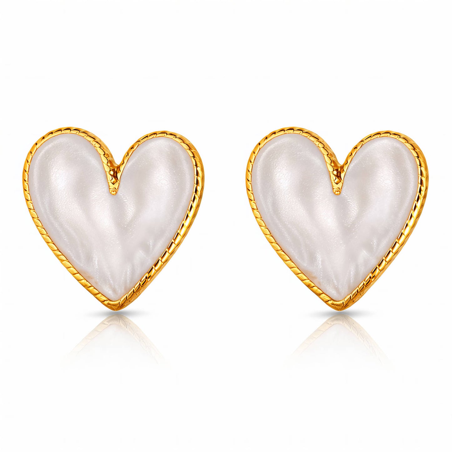 "Hearts" Earrings, 18K Gold Plated Steel