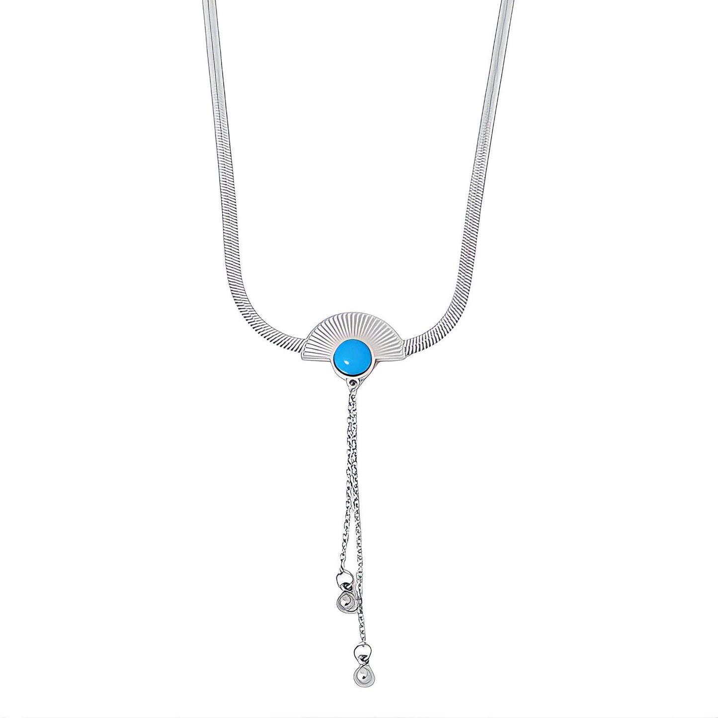 Silver & Blue Fan Necklace