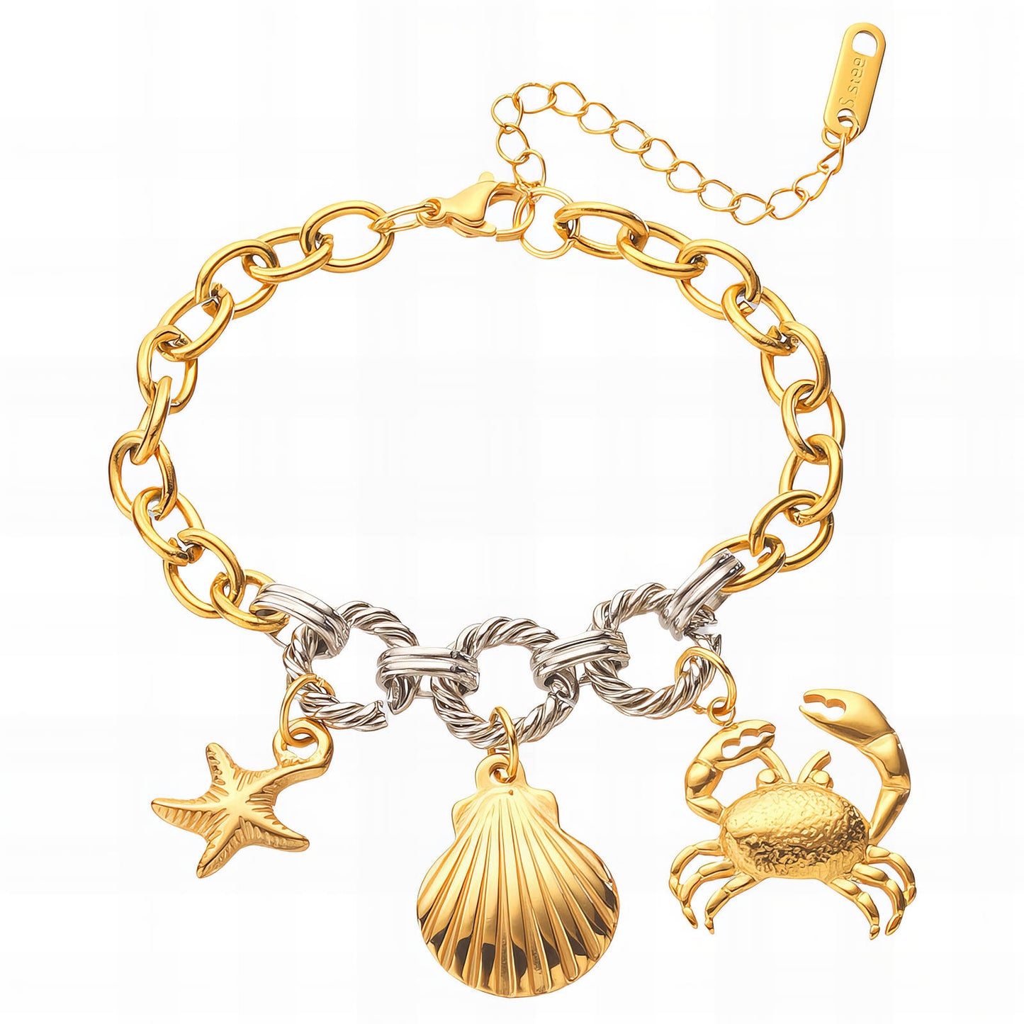 Mixed 18K Gold Plated Seashell Bracelet