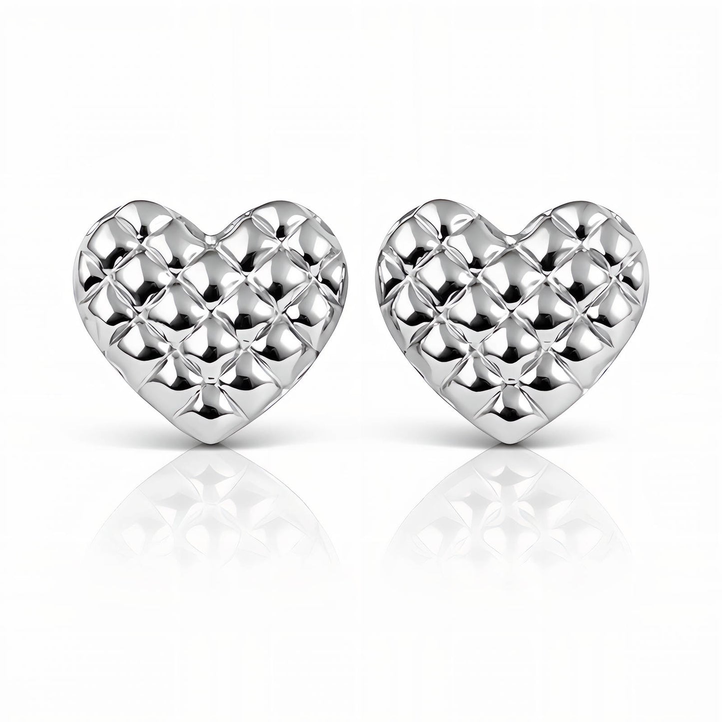 Textured "Hearts" Earrings, Stainless Steel