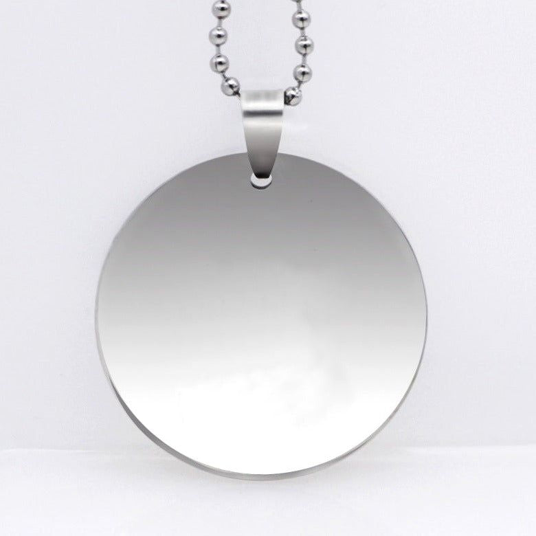 Round Stainless Steel Dog Tag Necklace