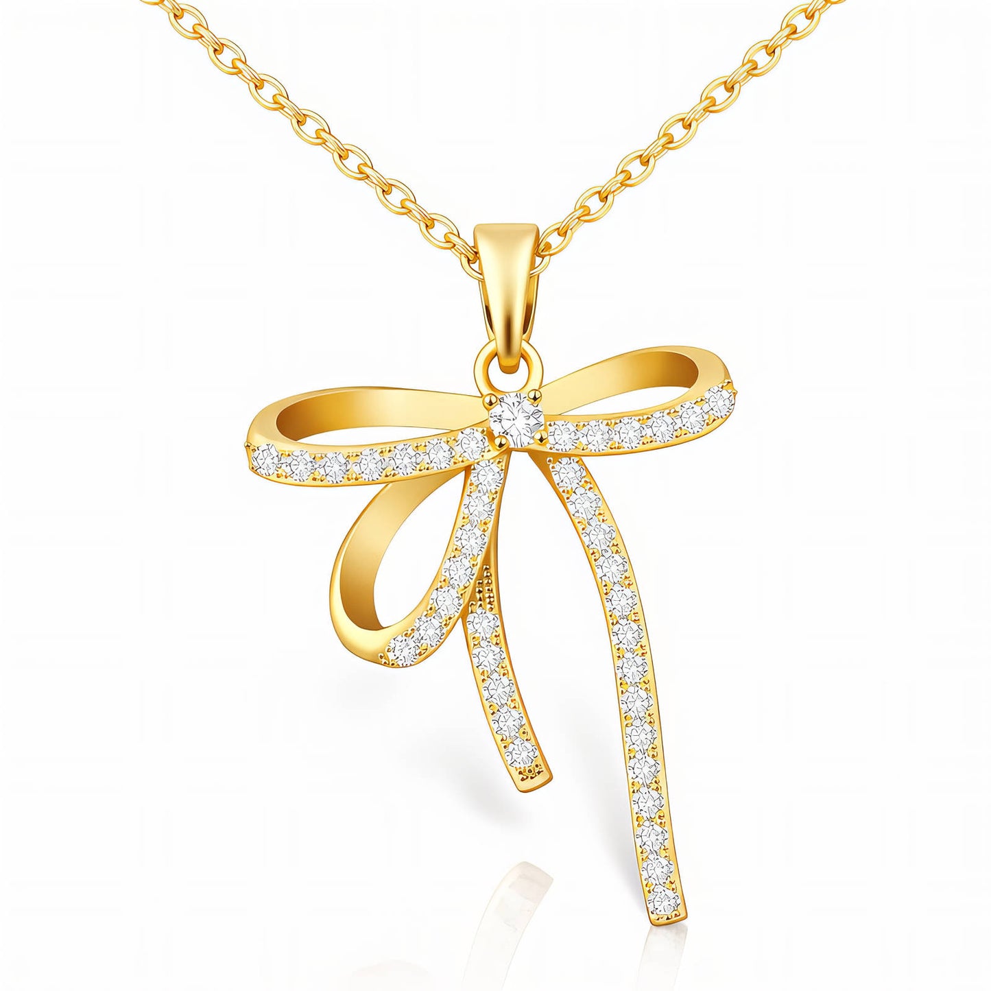 Bow Necklace, 18K Gold Plated Steel