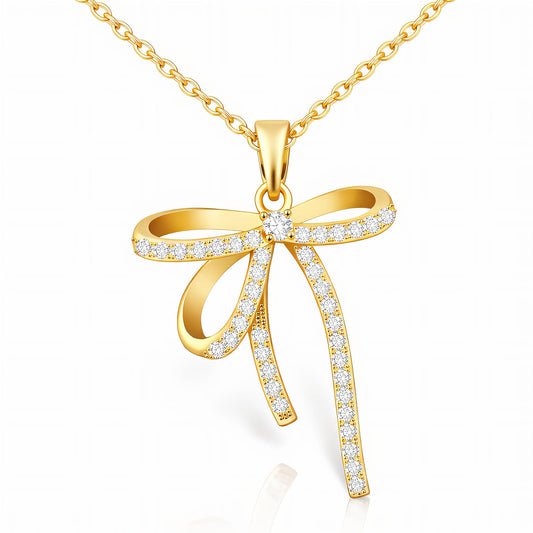 Bow Necklace, 18K Gold Plated Steel