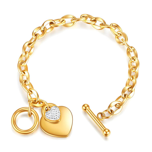 18K Gold Plated Crossbar Heart Bracelet