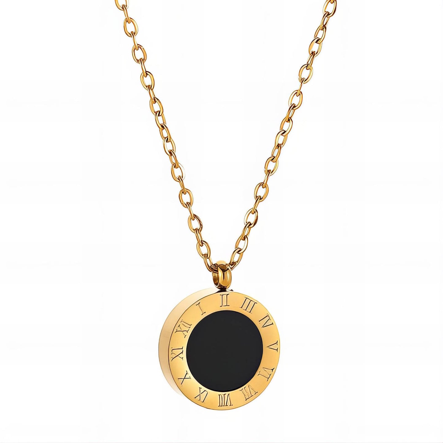 18K Gold plated Black Sphere Necklace
