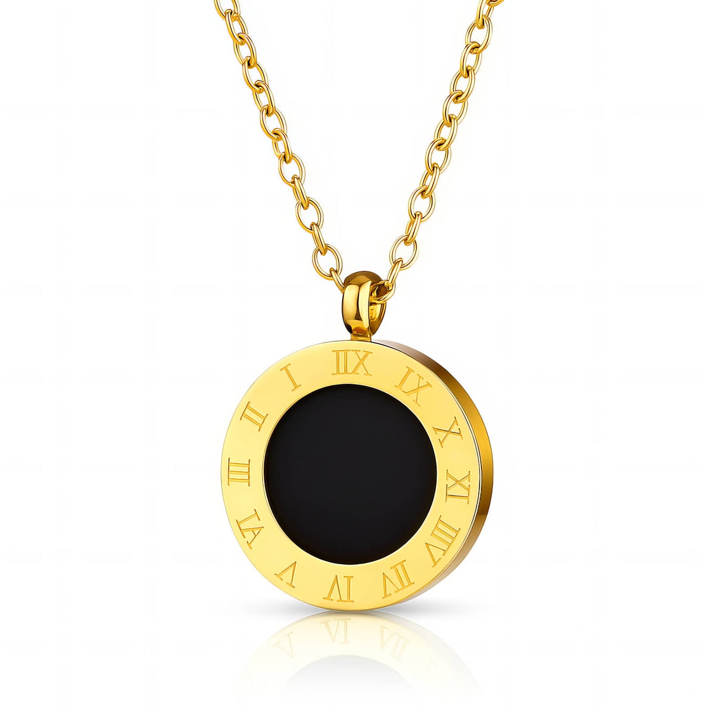 18K Gold plated Black Sphere Necklace