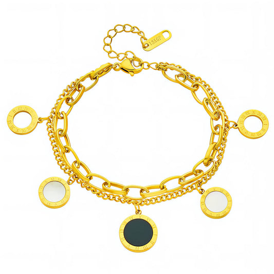 18K Gold plated disc Bracelet