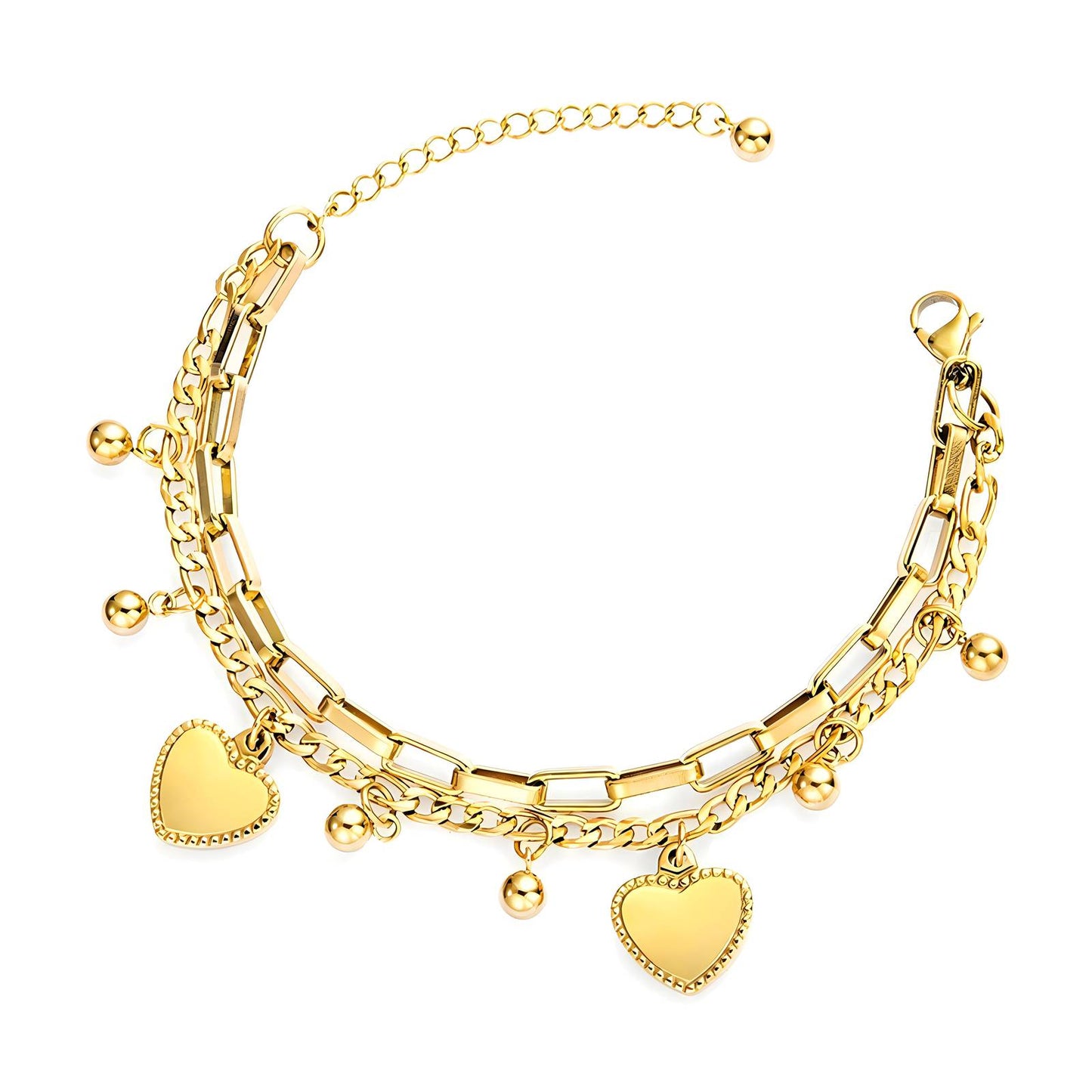 18K Gold Plated Multi-Heart Bracelet