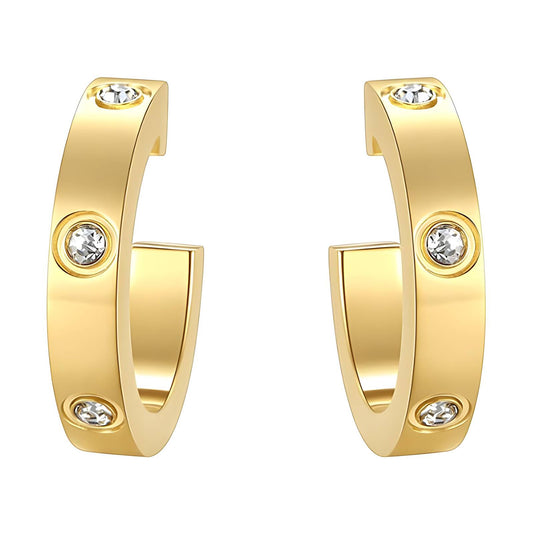 18K Gold plated CZ hooped studs