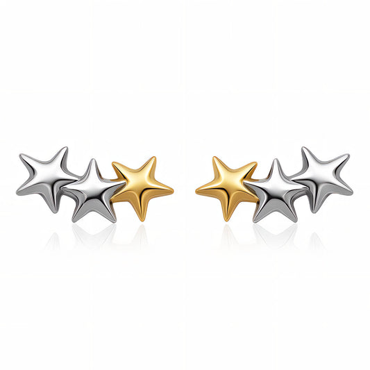 "Stars" Earrings, 18K Gold Plated Steel