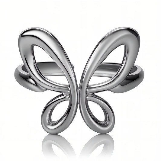 "Butterfly" Ring, Adjustable, Stainless Steel