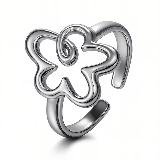 "Flower" Ring, Adjustable, Stainless Steel