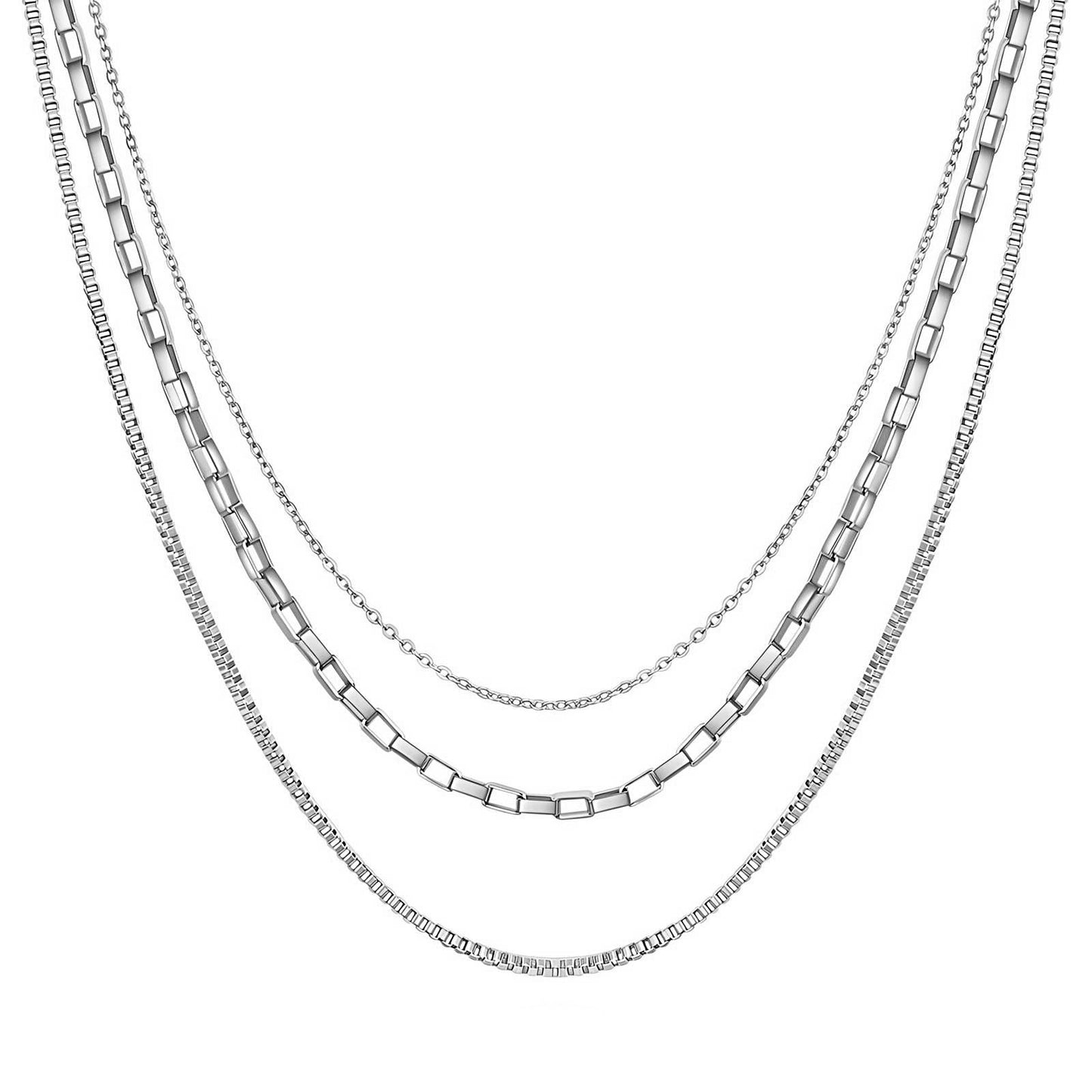 Silver Triple Chain Necklace