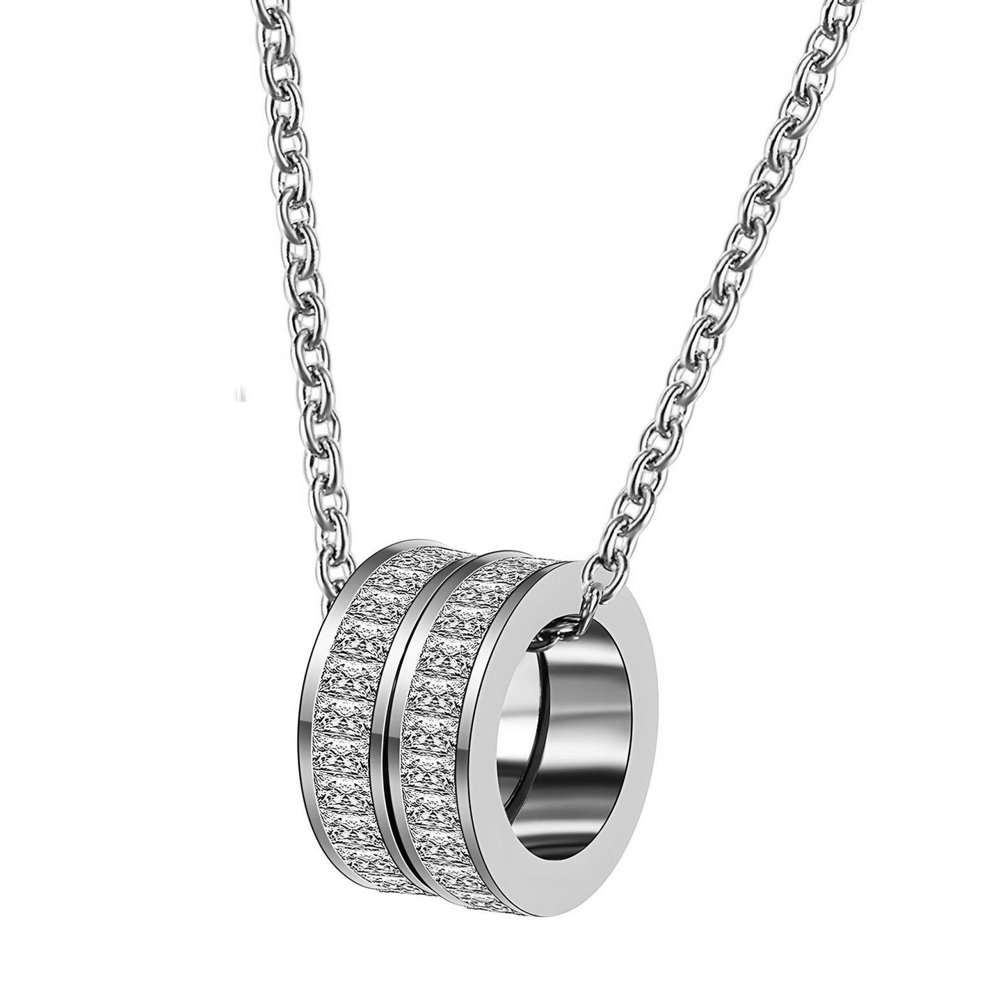 Silver & CZ Double hoop necklace