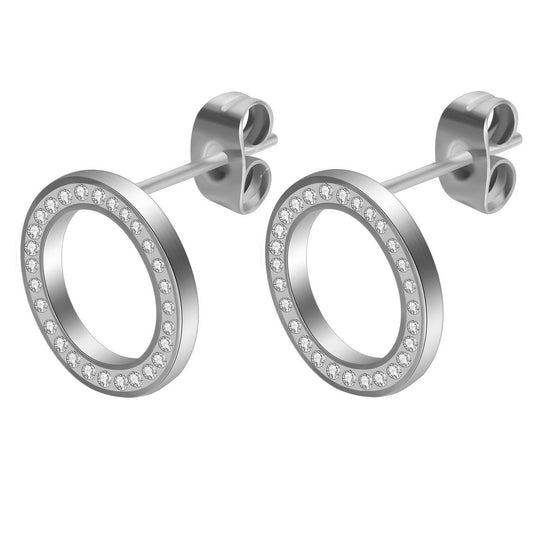 Silver & CZ Circle Earrings
