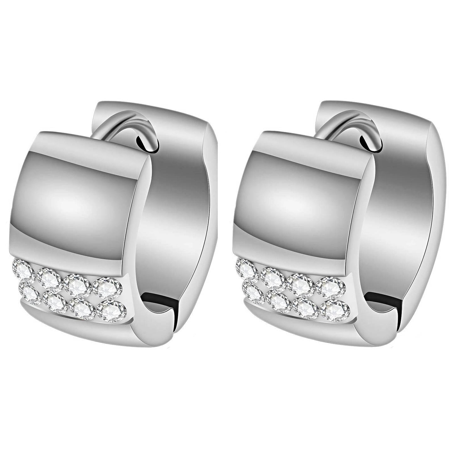 Silver and CZ Chunky Huggies