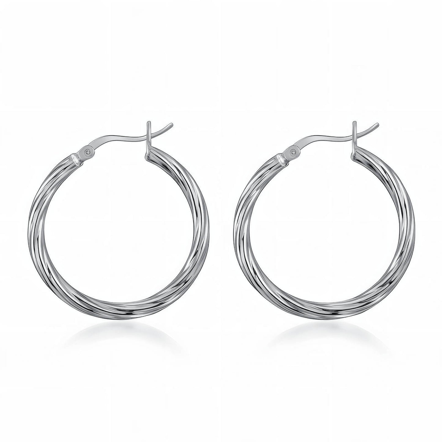 'Twisted Wire' Hoop Earrings, Stainless Steel