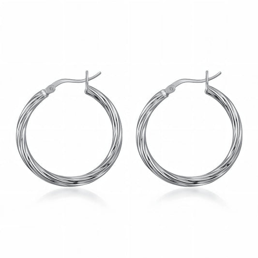 'Twisted Wire' Hoop Earrings, Stainless Steel