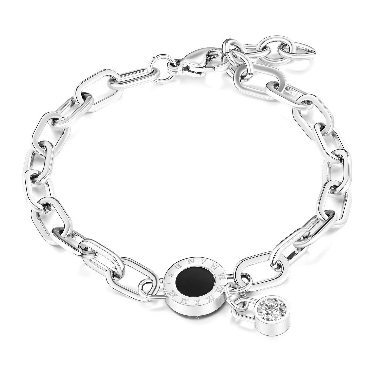 Silver Chain Bracelet with black sphere