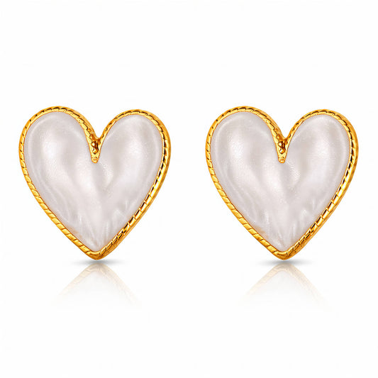 "Hearts" Earrings, 18K Gold Plated Steel