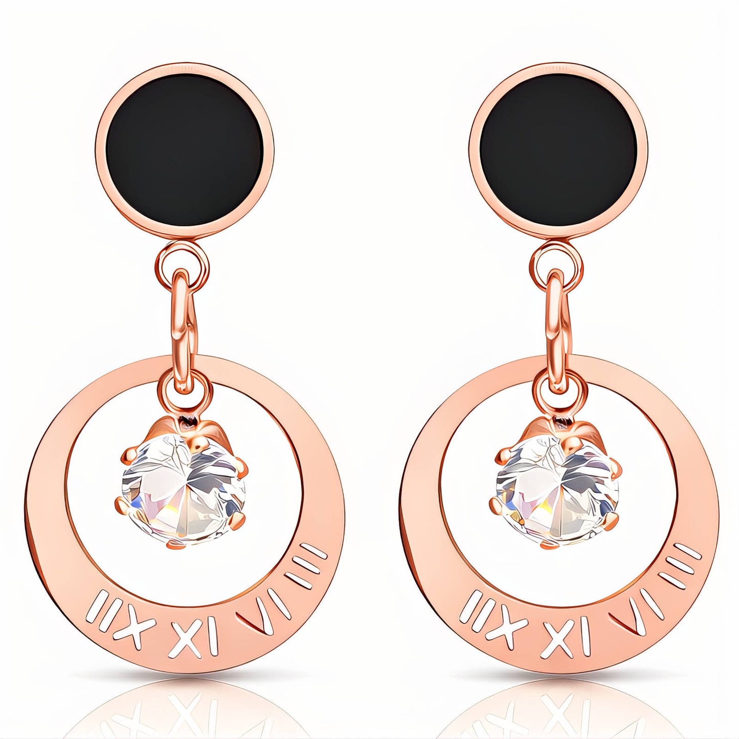 "Droplet " Earrings, 18K Rose Gold Plated Steel