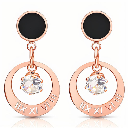 "Droplet " Earrings, 18K Rose Gold Plated Steel