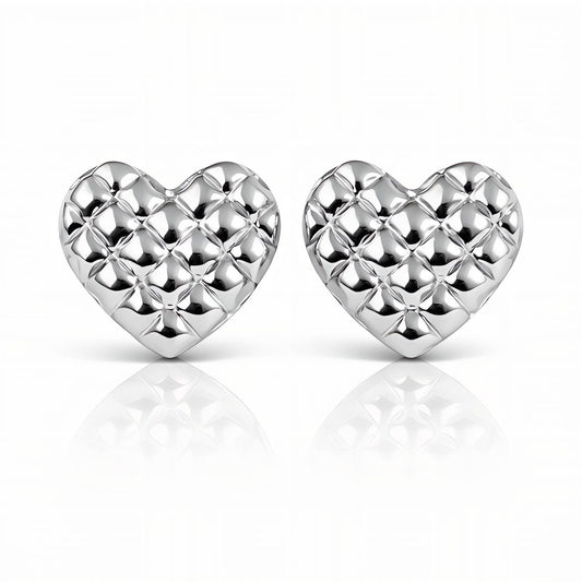 Textured "Hearts" Earrings, Stainless Steel