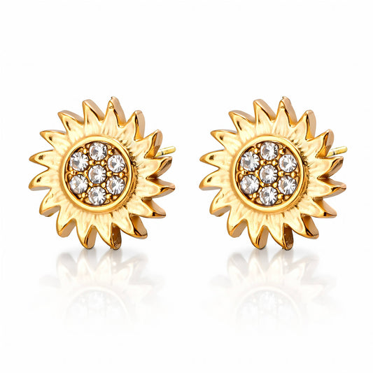 "Golden Sun" Earrings, 18K Gold Plated Steel