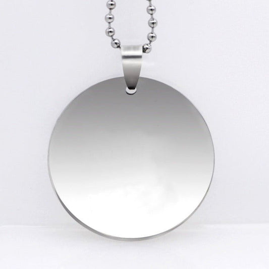 Round Stainless Steel Dog Tag Necklace