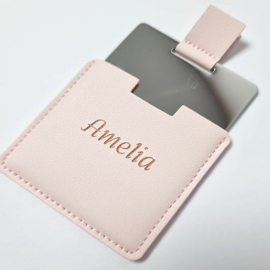 PU Leather Pull Out Pocket Mirror