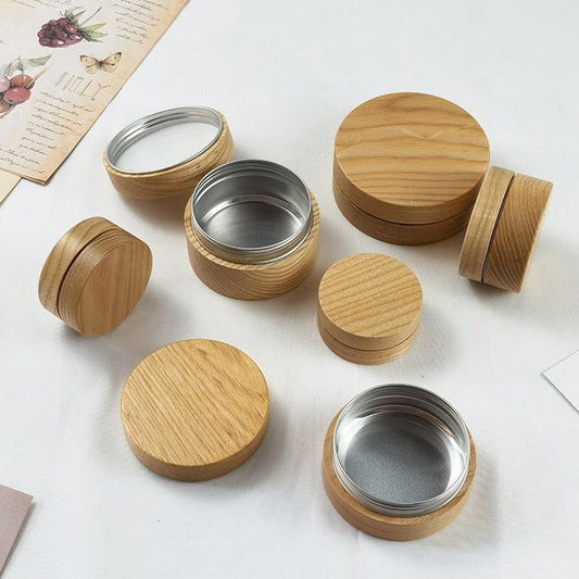 Round natural bamboo tin