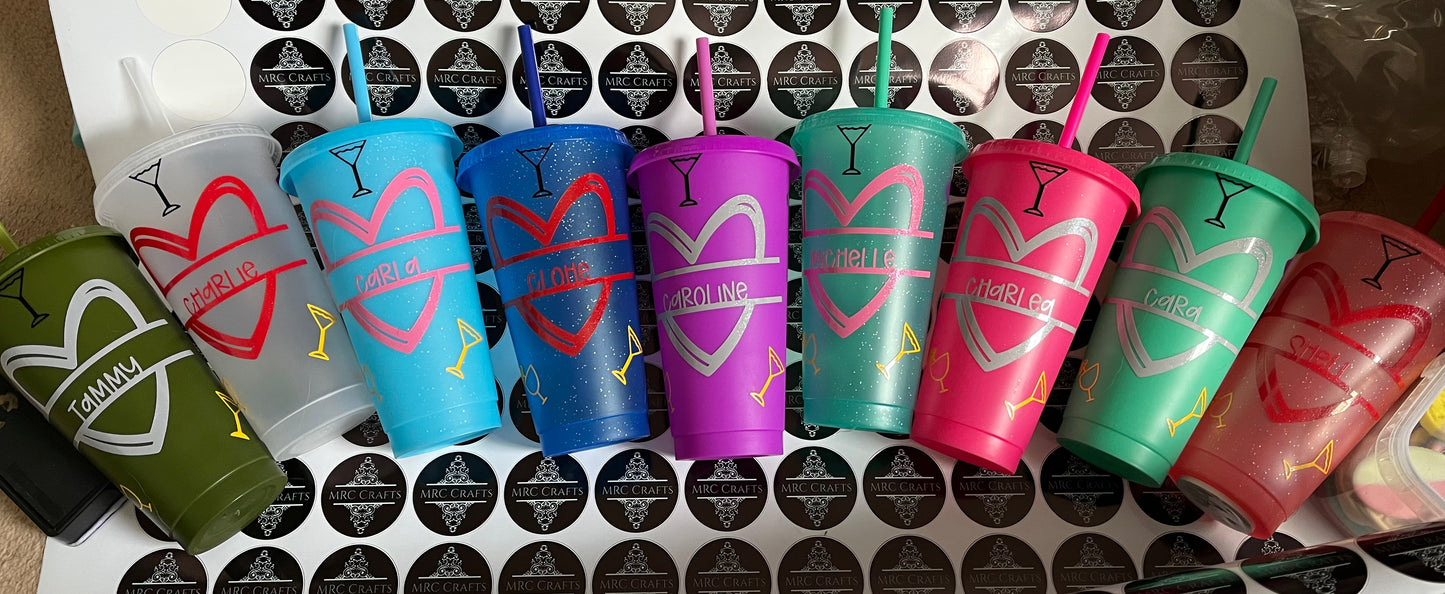 Personalised 20oz cup with lid and straw