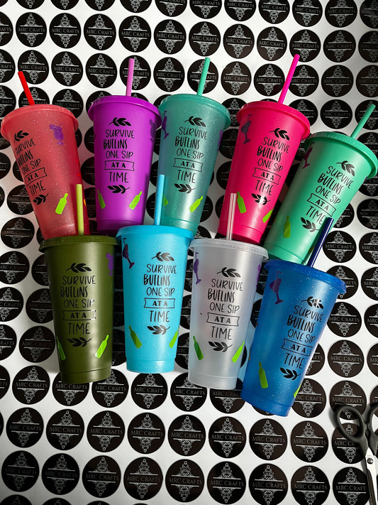 Personalised 20oz cup with lid and straw